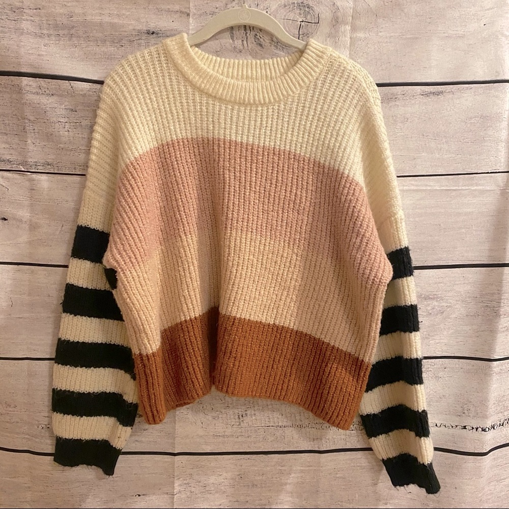 Francesca’s Striped Color-block Sweater